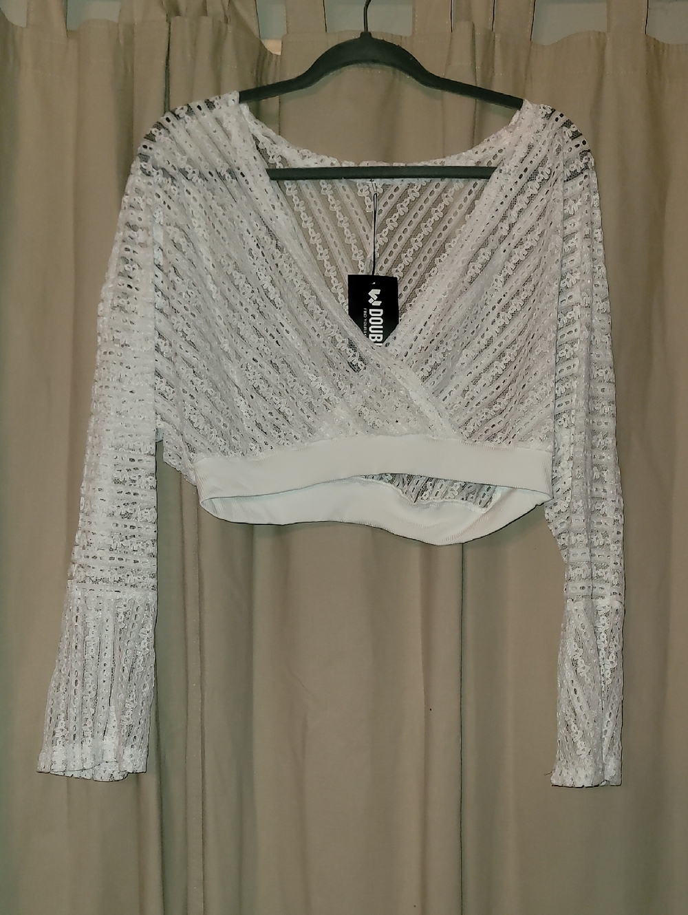 Double Zero White Lace Cropped Wrap Top